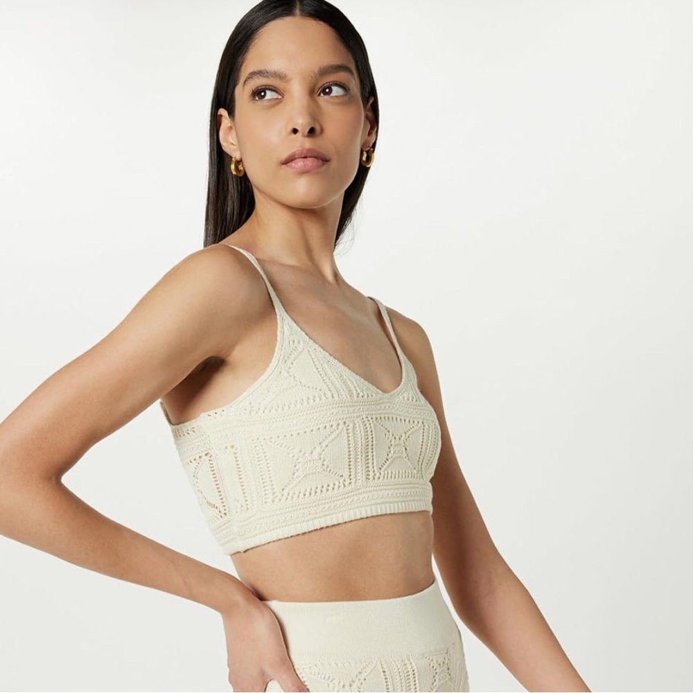 NWT THE DROP 100% cotton Diza Crochet Bralette, birch (M)